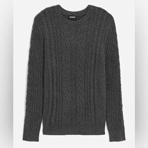 New Express Men's Dark Gray Cable Knit Crew Neck Sweater Size Medium